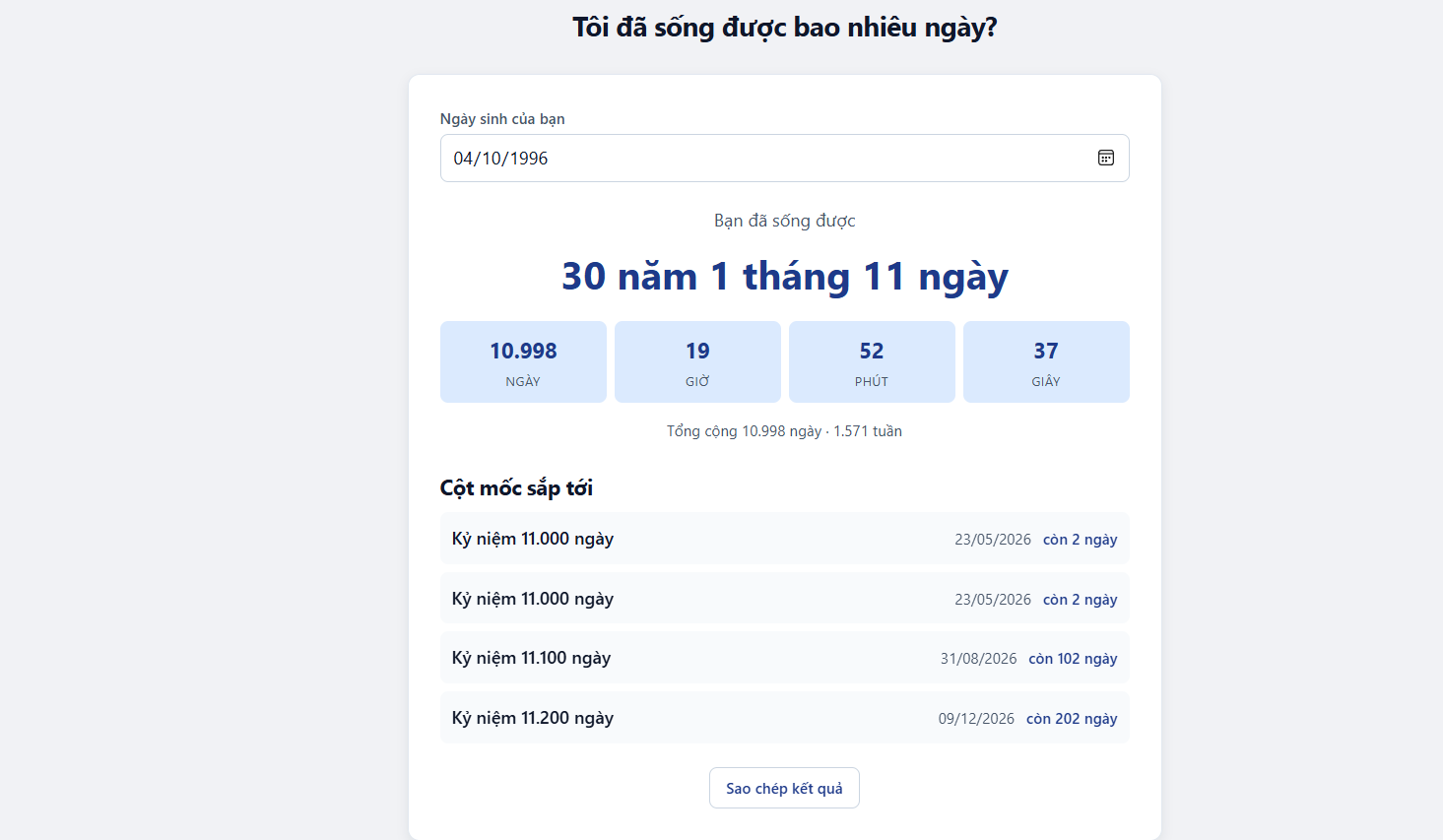 đếm ngày